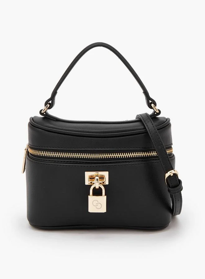 Solid Crossbody Bag With Padlock Accent