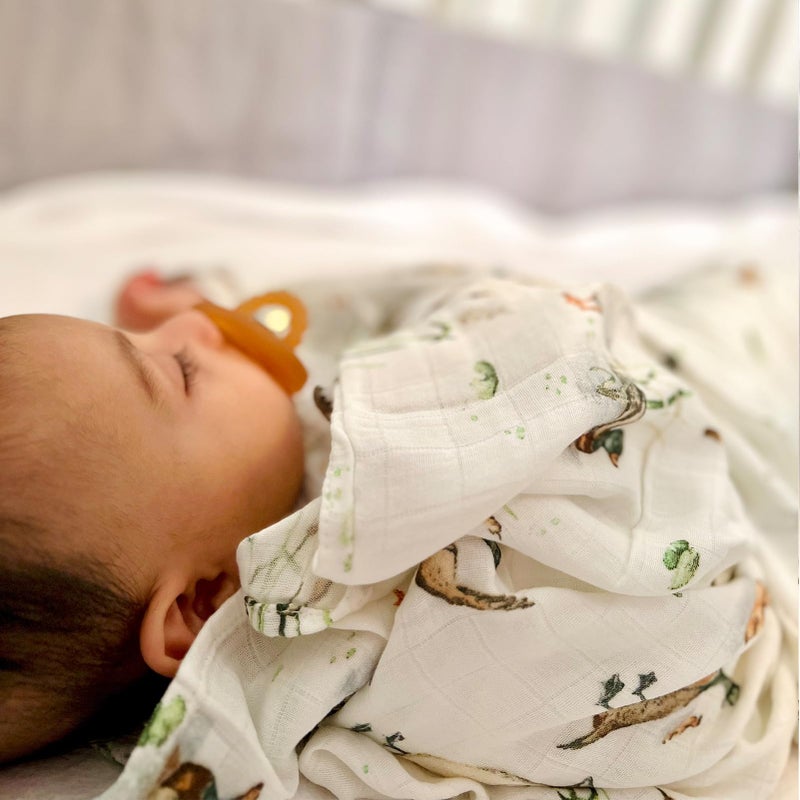 LifeTree Muslin Swaddle Blankets Neutral, Baby Swaddling Wrap Nursery Receiving Blanket for Boys & Girls, 70% Viscose from Bamboo and 30% Cotton, Large 47 x 47 inches Mallard Duck/Olive Green - Image 4