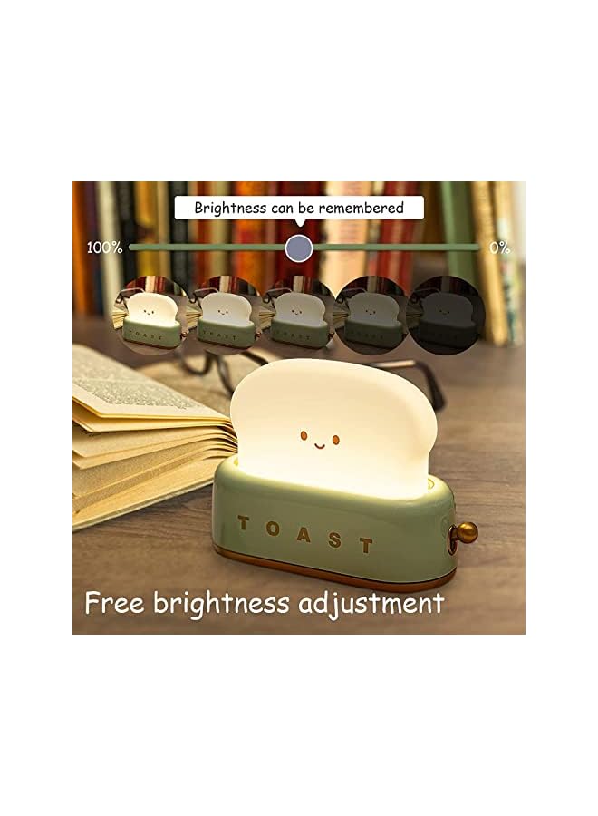 The Bros Cute Night Light Toaster Lamp, Dimmable Bread Light, Rechargeable Portable LED Night Light for Kids/Toddler,Nursery, Bedside, Living Room, Dining, Kitchen, Bedroom, Desk Decor (Green) - Image 5