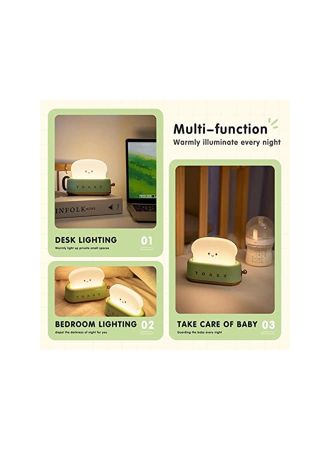 The Bros Cute Night Light Toaster Lamp, Dimmable Bread Light, Rechargeable Portable LED Night Light for Kids/Toddler,Nursery, Bedside, Living Room, Dining, Kitchen, Bedroom, Desk Decor (Green) - Image 4