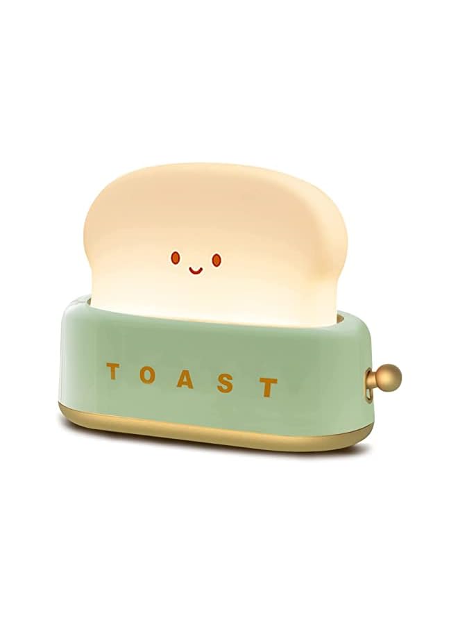 The Bros Cute Night Light Toaster Lamp, Dimmable Bread Light, Rechargeable Portable LED Night Light for Kids/Toddler,Nursery, Bedside, Living Room, Dining, Kitchen, Bedroom, Desk Decor (Green) - Image 2