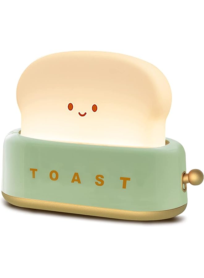 The Bros Cute Night Light Toaster Lamp, Dimmable Bread Light, Rechargeable Portable LED Night Light for Kids/Toddler,Nursery, Bedside, Living Room, Dining, Kitchen, Bedroom, Desk Decor (Green) - Image 1