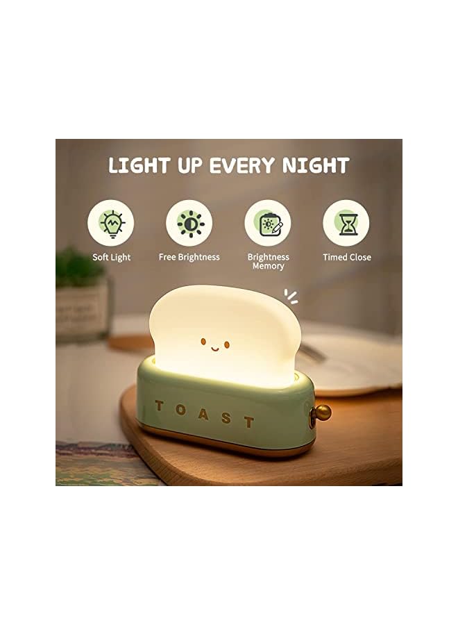 The Bros Cute Night Light Toaster Lamp, Dimmable Bread Light, Rechargeable Portable LED Night Light for Kids/Toddler,Nursery, Bedside, Living Room, Dining, Kitchen, Bedroom, Desk Decor (Green) - Image 3