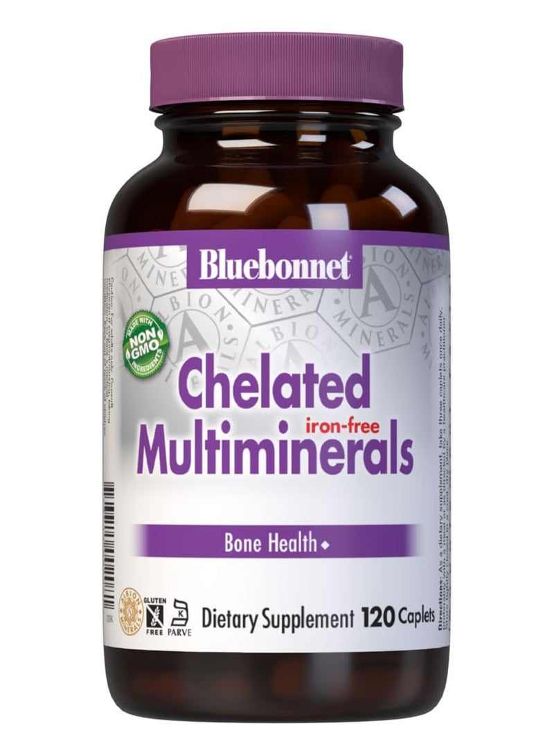 Bluebonnet Nutrition High Potency Chelated Multiminerals Ironfree 120 Caplets 40 Servings - Image 1