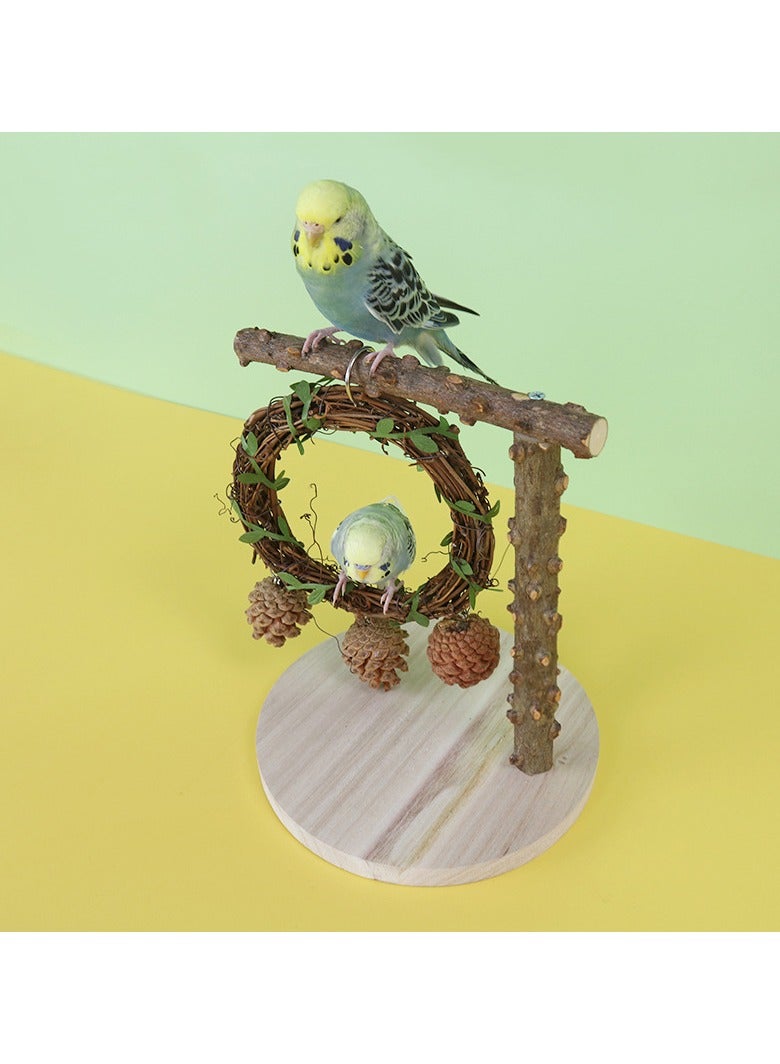 general Sichuan Pepper Solid Wood Parrot Stand Pet Bird Toy Supplies Parrot Training Station Balances Practicality and Interactivity - Image 2
