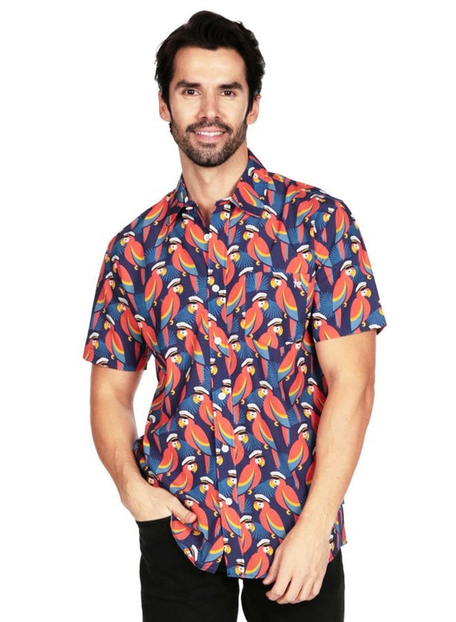 Tipsy Elves Men's Vacation Polly Wanna Captain Hawaiian Shirt Size Large - Image 2