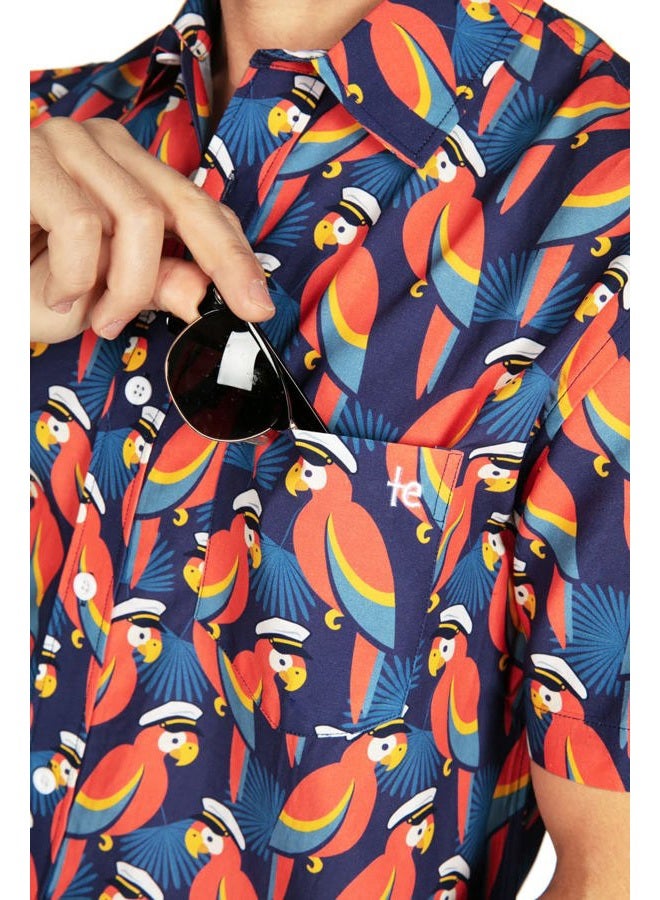 Tipsy Elves Men's Vacation Polly Wanna Captain Hawaiian Shirt Size Large - Image 4