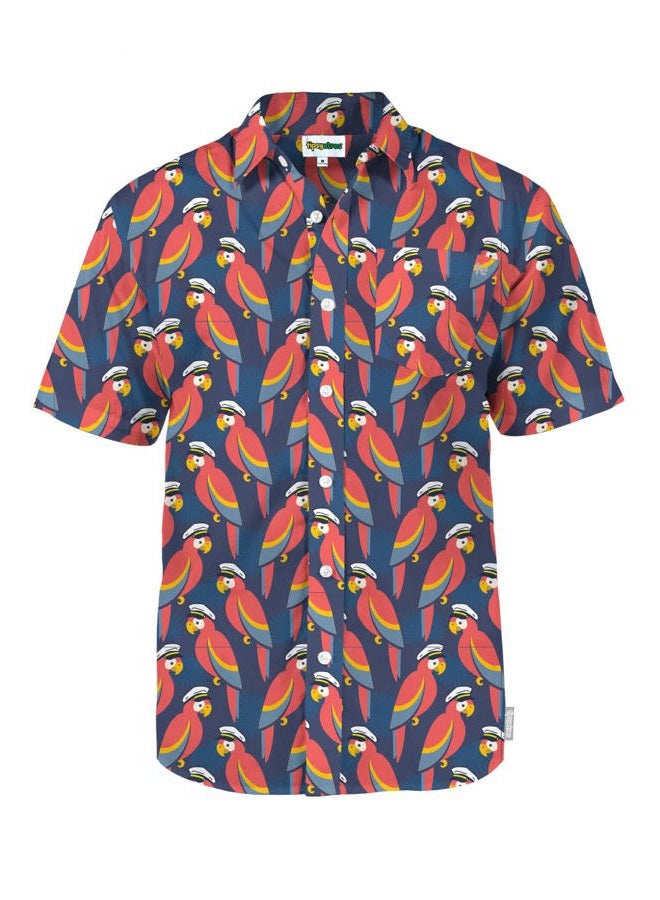 Tipsy Elves Men's Vacation Polly Wanna Captain Hawaiian Shirt Size Large - Image 1