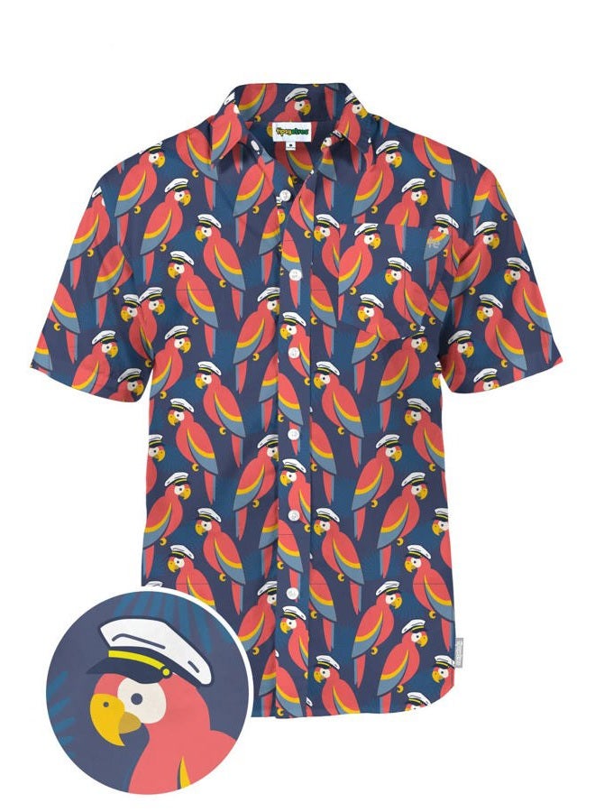 Tipsy Elves Men's Vacation Polly Wanna Captain Hawaiian Shirt Size Large - Image 5