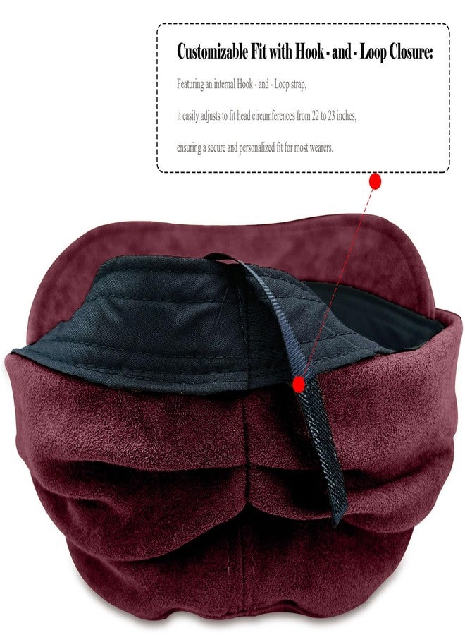 huablo Women's Suede Flat Top Newsboy Cap - Soft Brim & Hook - and - Loop Adjustment - Fall Winter Cabbie Paperboy Hats - Burgundy red - Image 5