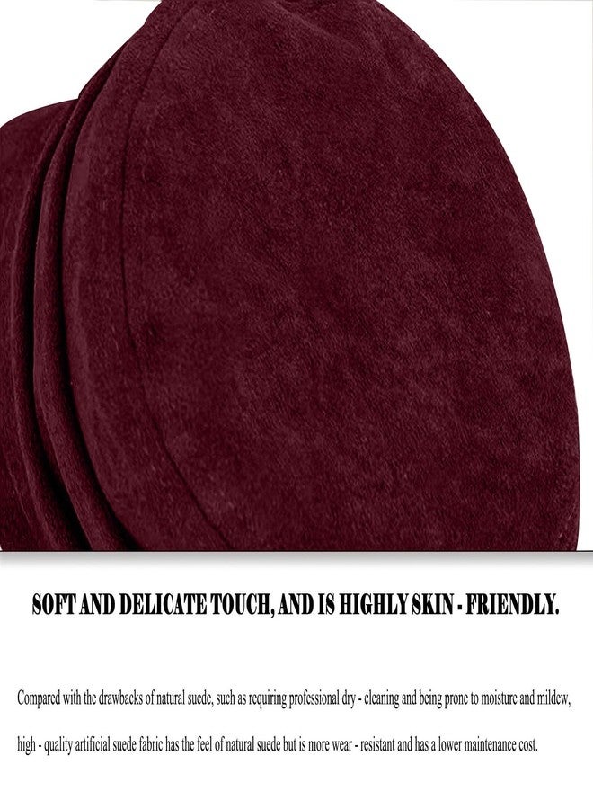 huablo Women's Suede Flat Top Newsboy Cap - Soft Brim & Hook - and - Loop Adjustment - Fall Winter Cabbie Paperboy Hats - Burgundy red - Image 4