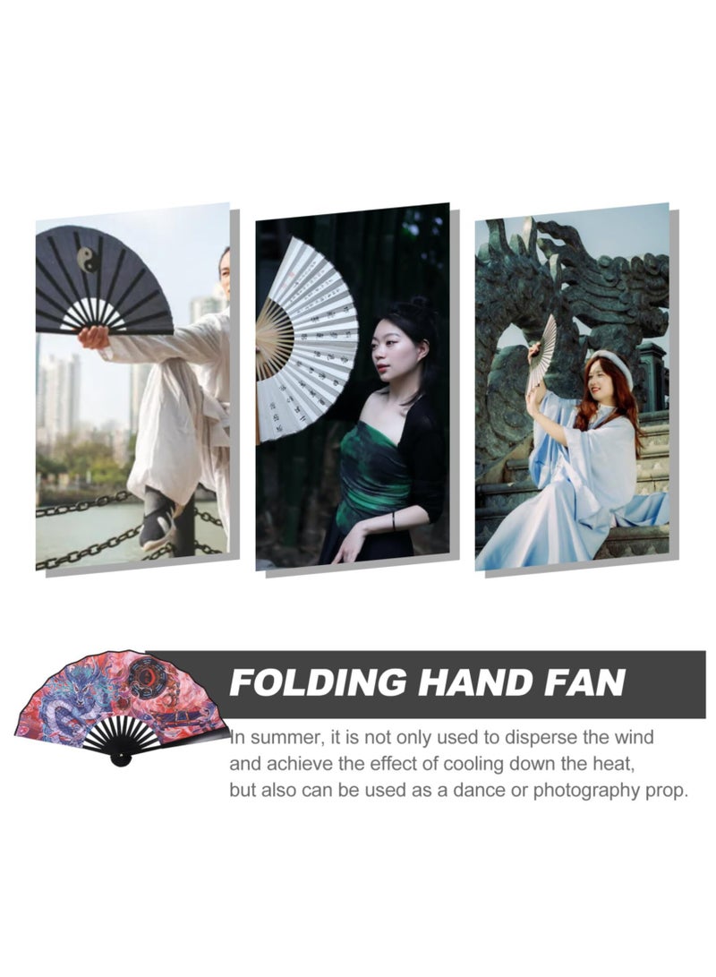 Folding Hand Fan Chinese Style Dragon Handheld Fan Foldable Silk Fan 2024 Zodiac Animal Gift Souvenir Oriental Decor for Festival Dance Party - Image 4