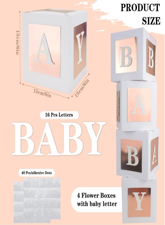 RTHPY 4 Pcs Baby Shower Flower Boxes Centerpieces Decoration Rose Gold Block Floral Holder In Bloom Gender Reveal Birthday Party Decors Table Display Its A Girl Its A Boy - Image 2