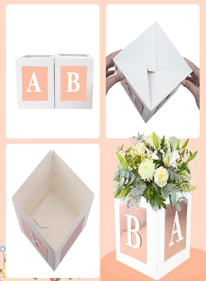 RTHPY 4 Pcs Baby Shower Flower Boxes Centerpieces Decoration Rose Gold Block Floral Holder In Bloom Gender Reveal Birthday Party Decors Table Display Its A Girl Its A Boy - Image 5