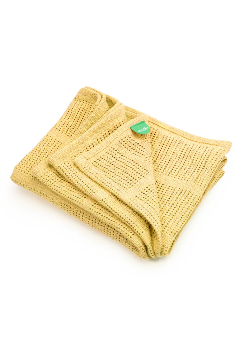 Moon Organic Cellular Blanket 75 X 100 Cm For 0 Months And Above Yellow - Image 1