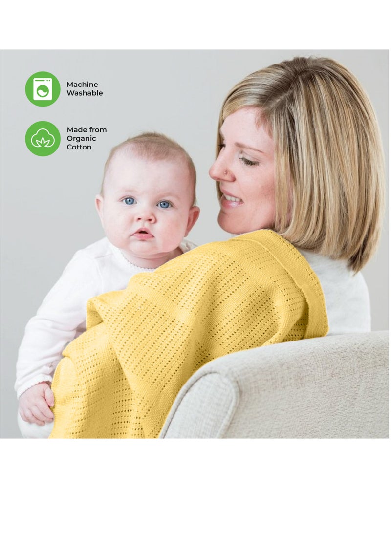 Moon Organic Cellular Blanket 75 X 100 Cm For 0 Months And Above Yellow - Image 3