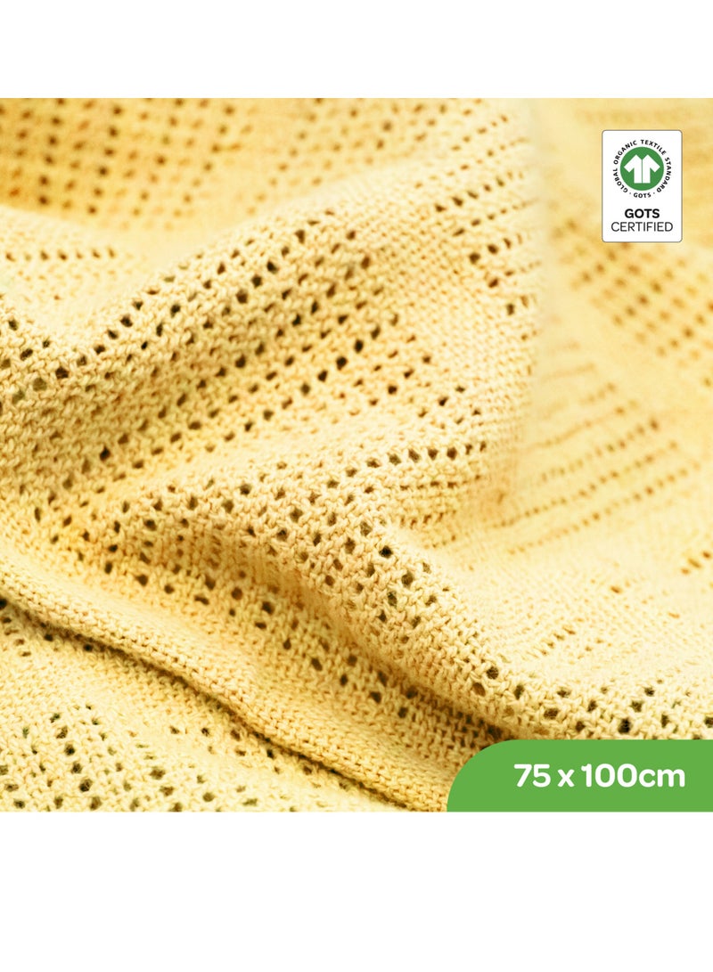 Moon Organic Cellular Blanket 75 X 100 Cm For 0 Months And Above Yellow - Image 2