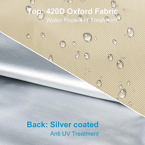 OKPOW Patio Umbrella Cover for Outdoor – Heavy Duty 420D Oxford Fabric with Pole & Zipper, Easy Install – Waterproof, UV Resistant, Prevents Fading & Rips – Fits 9–14ft Cantilever & Offset Umbrellas - Image 5