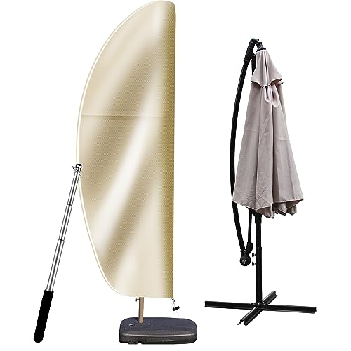 OKPOW Patio Umbrella Cover for Outdoor – Heavy Duty 420D Oxford Fabric with Pole & Zipper, Easy Install – Waterproof, UV Resistant, Prevents Fading & Rips – Fits 9–14ft Cantilever & Offset Umbrellas - Image 1