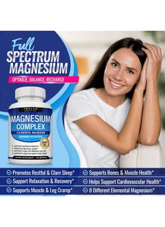 Toplux Magnesium Complex Supplement 8 Elemental Magnesium 1000mg - Magnesium Glycinate, Citrate, Malate, Taurate, Chelated for Easy Absorption for Bones, Muscle, Recovery, Energy, Vegan Non-GMO 90 Capsules  - Image 3