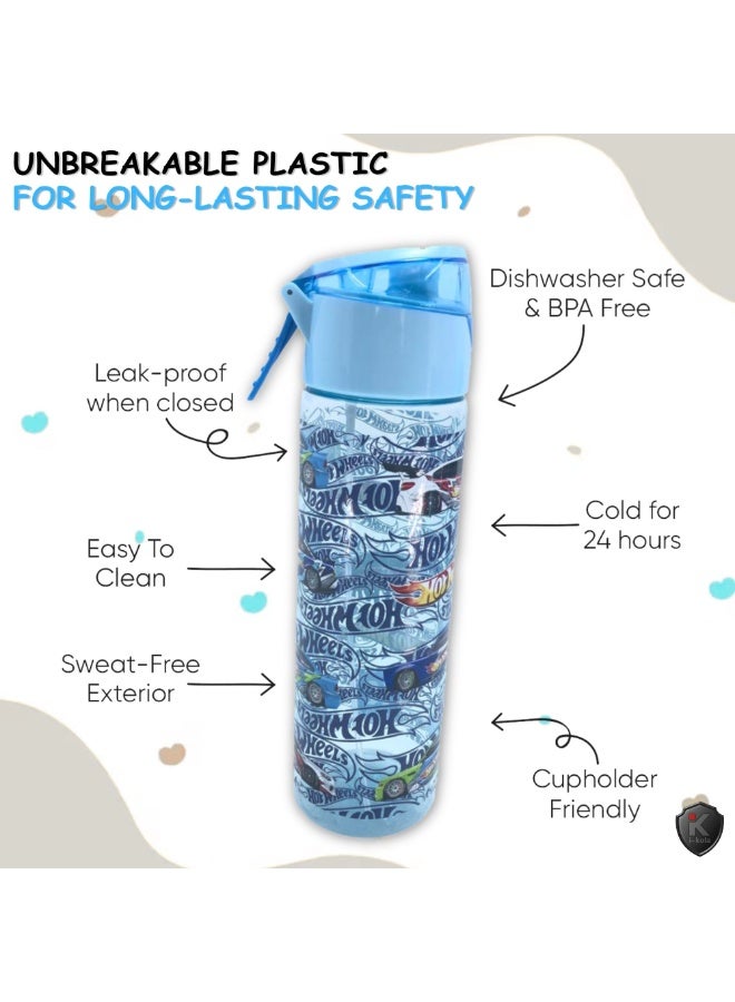 i-kola WHEEL LIGHT BLUE 750ML Kids Water Bottle for School | BPA-Free Plastic Water Bottle for Boys & Girls | Leakproof, Unbreakable, Easy to Drink (TS-9214 B 2) - Image 4