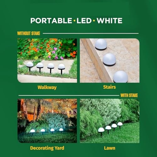 PremiumAV Solar Garden Dome Lights – Set of 4 LED Outdoor Waterproof Pathway Lights for Lawn, Landscape, Walkway, Driveway, Yard & Patio Decoration - Image 3