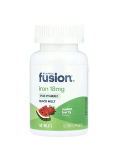 Bariatric Fusion Bariatric Fusion, Quick Melt, Iron Plus Vitamin C, Melon Berry, 18 mg, 90 Tablets  - Image 1