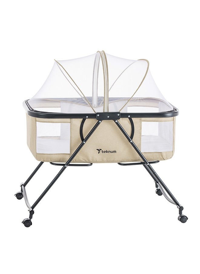 TEKNUM 3-In-1 Baby Cot/Cradle w/ Mosquito net And Wheels – Ivory  - Image 1
