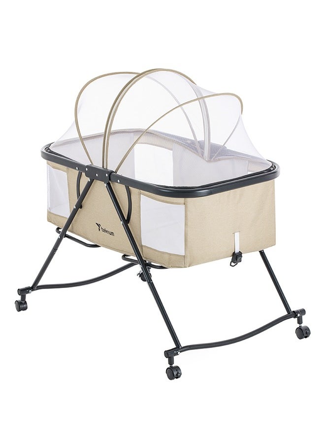 TEKNUM 3-In-1 Baby Cot/Cradle w/ Mosquito net And Wheels – Ivory  - Image 2
