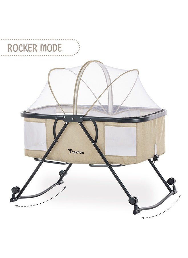 TEKNUM 3-In-1 Baby Cot/Cradle w/ Mosquito net And Wheels – Ivory  - Image 5
