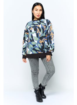 HUGO by Hugo Boss Women Crew Neck Long Sleeve Embroidered Sweatshirt, Green Combo  - Image 4