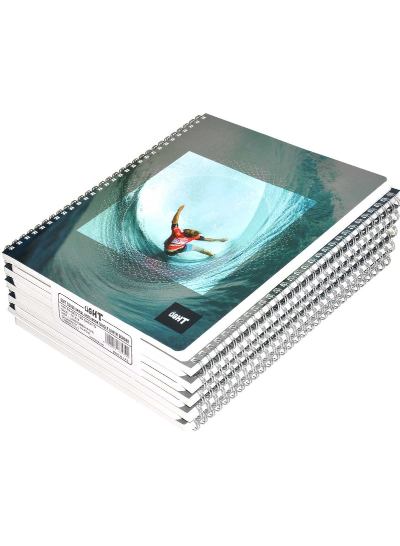 FIS LIGHT Pack of 10 Design Spiral Soft Cover Notebook,With Border,10X8 Inches (25.4 X 20.32 Cm) 80 Sheets -LINB108801613S - Image 1