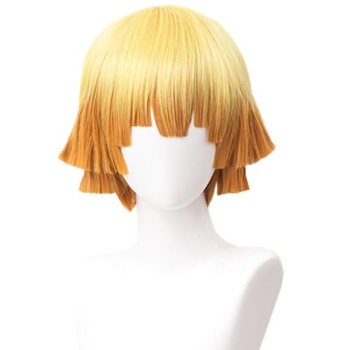 LABEAUTÉ Zenitsu Anime Short Cosplay Wig Halloween Wig Character Cosplay Clothes for Demon Slayer: Kimetsu no Yaiba (Yellow Zenitsu) - Image 1