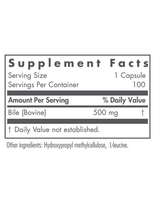 Nutricology - Ox Bile 500 Mg Fat Digestion Liver Metabolic Gi Support 100 Vegicaps - Image 1