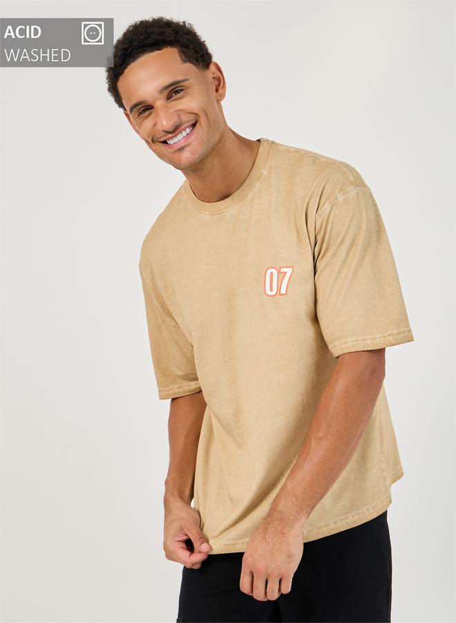 Styli Acid Washed Graphic Print Oversized T-Shirt - Image 1