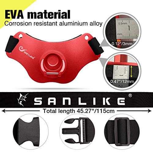 SAN LIKE Fishing Belt Rod Holder Aluminum Fishing Waist belt - Adjustable Aluminum/Carbon Fiber Waist Fighting Belt Rod Holder Stand-up Offshore Fishermen Gimbal Pad Fishing Pole Belt(Red) - Image 4