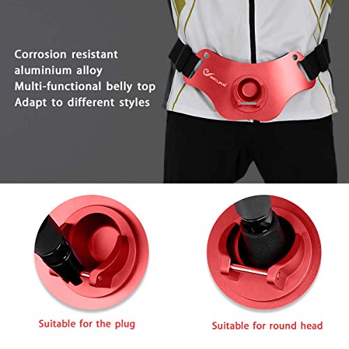 SAN LIKE Fishing Belt Rod Holder Aluminum Fishing Waist belt - Adjustable Aluminum/Carbon Fiber Waist Fighting Belt Rod Holder Stand-up Offshore Fishermen Gimbal Pad Fishing Pole Belt(Red) - Image 2