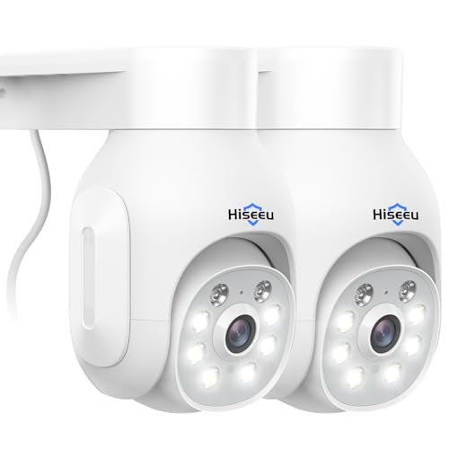 Hiseeu Security Camera Wireless Outdoor, 5MP Color Night Vision, 2.4&5G WiFi Surveillance Camera Pan/Tilt with Motion Detection/Siren/Light Alarm, 2-Way Audio, IP66 Weatherproof, No Monthly Fee, 2PCS - Image 1