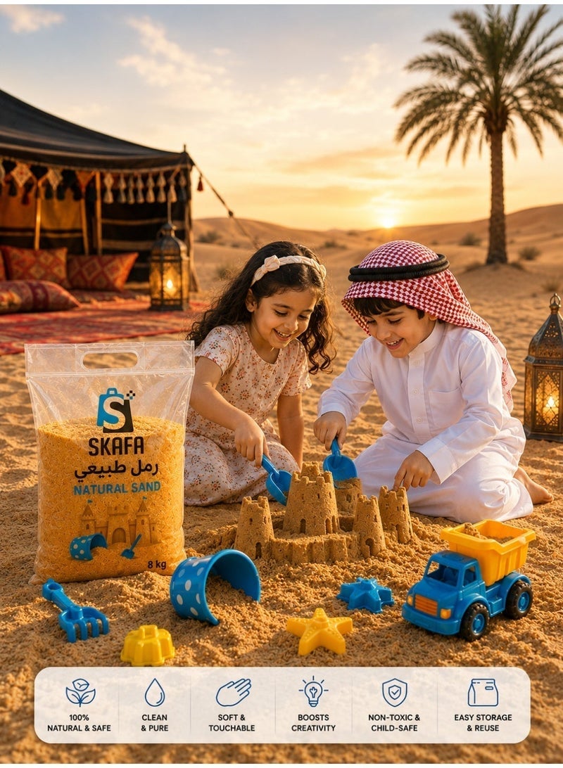 سكافا رمل للعب | رمل/طين طبيعي مغسول ومعقم للأطفال | 8 كجم رمل حسي نظيف وناعم للمرح في الأماكن المغلقة والمفتوحة | بناء القلاع وأنشطة اللعب الإبداعية - Image 5