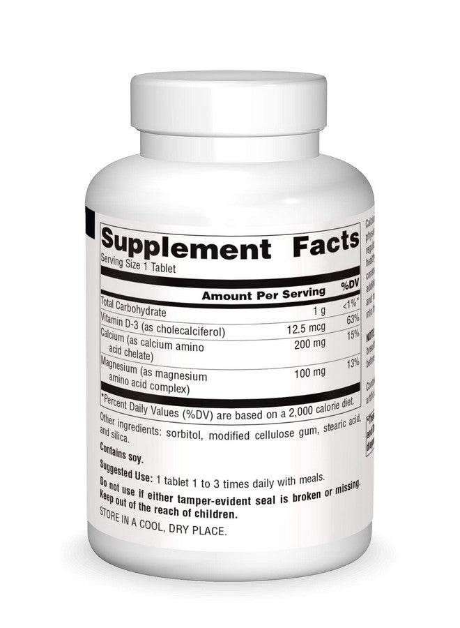 Source Naturals Source Naturals Calcium & Magnesium, Amino Acid Complex with Vitamin D-3, 300 MG - 250 Tablets  - Image 3