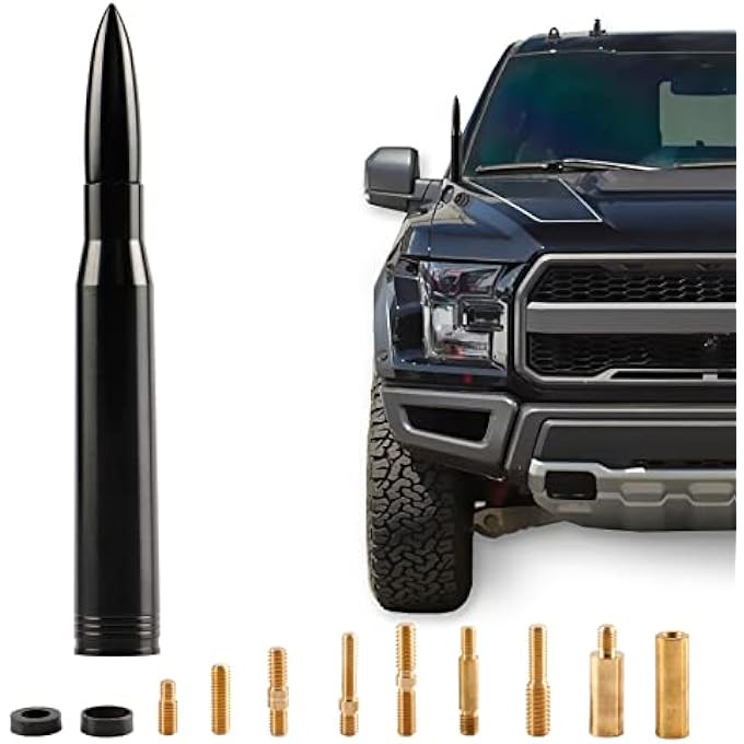 BJSIA Universal Car Antenna Replacement Compatible With Ford Dodge Chevrolet Gmc Jeep Toyota Truck Replacement Antenna  Made Of Rugged Billet And Aluminum Black Car Accessories - Image 1