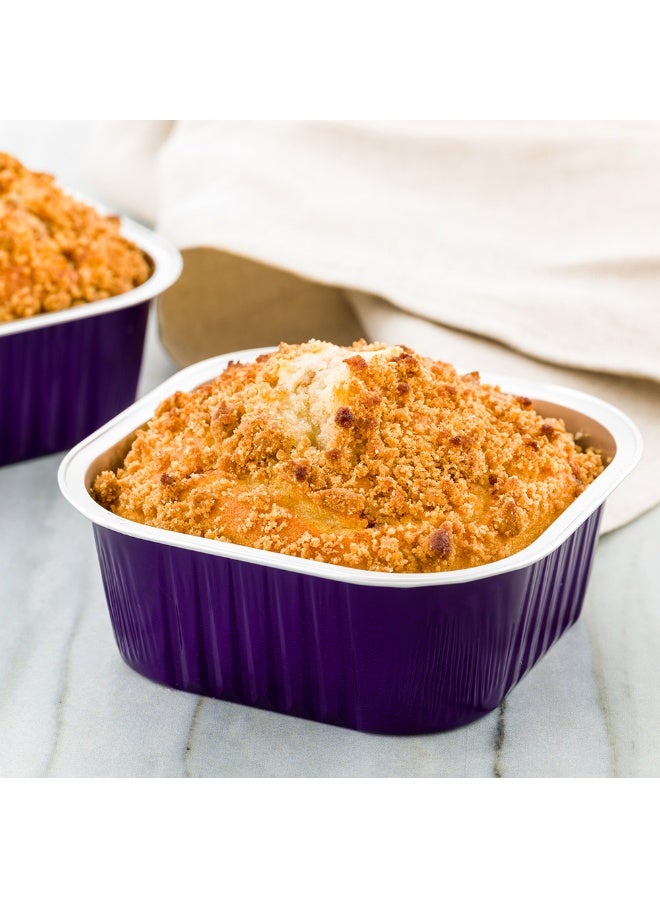 Restaurantware 10 Ounce Disposable Ramekins, 100 Square Creme Brulee Disposable Cups - Oven-Safe, For Cupcakes And Muffins, Purple Aluminum Disposable Baking Cups, Freezer-Safe, Lids Sold Separately - Image 3