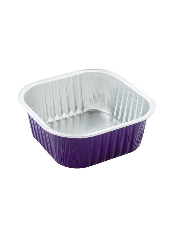 Restaurantware 10 Ounce Disposable Ramekins, 100 Square Creme Brulee Disposable Cups - Oven-Safe, For Cupcakes And Muffins, Purple Aluminum Disposable Baking Cups, Freezer-Safe, Lids Sold Separately - Image 1