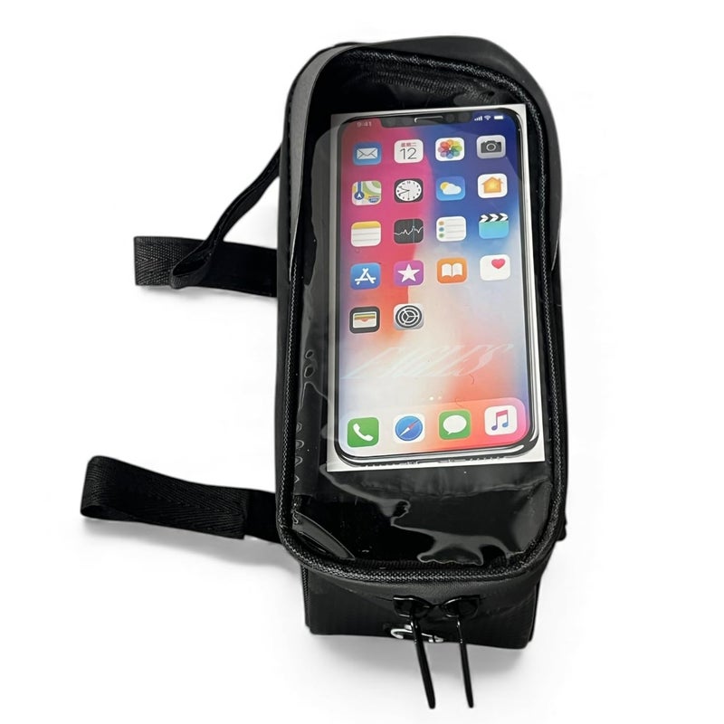 Bike Top Bag Waterproof Bicycle Phone Holder Fits Mountain and Road Bikes, with Touch Screen and Headphone Slot