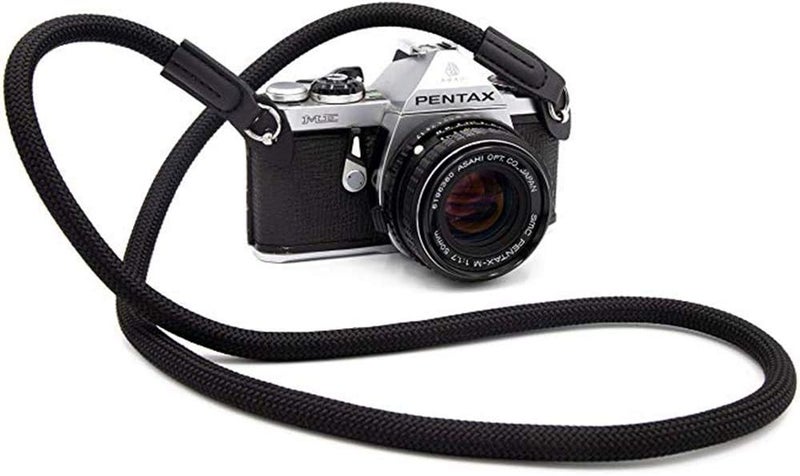 Eorefo Camera Strap Vintage 100cm Nylon Climbing Rope Camera Neck Shoulder Strap for Micro Single and DSLR Camera.(Black) - Image 2
