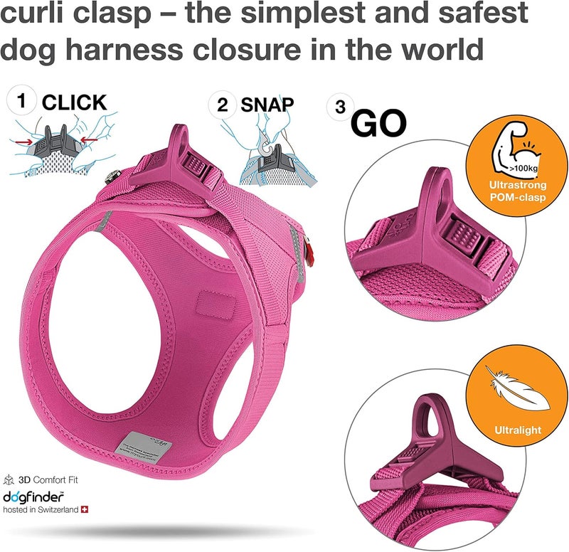 Curli Vest Harness curli Clasp Air-Mesh Fuchsia L - Image 3