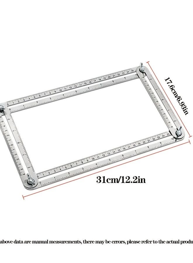 مسطرة معدنية قابلة للطي من 4 أقسام - أداة متعددة الوظائف لقياس الزوايا بمقاييس مترية وبالبوصة - Image 1