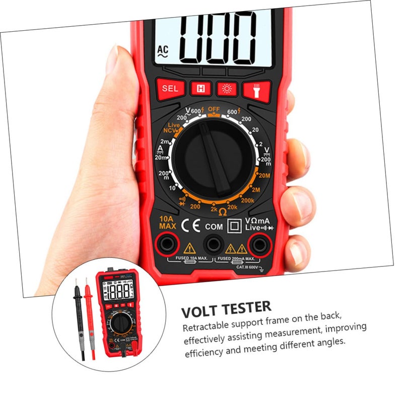 Digital Multimeter Auto Range Voltage Tester with Anti Skid Grip Flashlight Back Storage Pen - Image 4