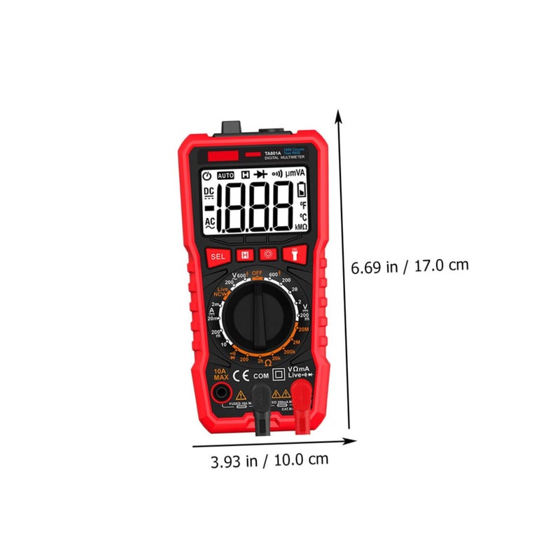 Digital Multimeter Auto Range Voltage Tester with Anti Skid Grip Flashlight Back Storage Pen - Image 3