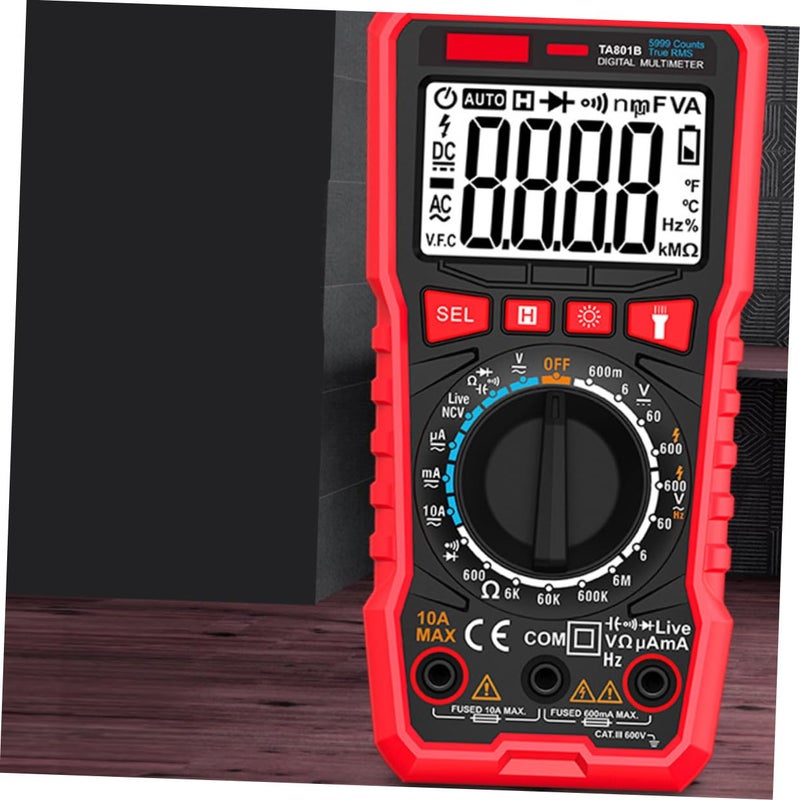 Digital Multimeter Auto Range Voltage Tester with Anti Skid Grip Flashlight Back Storage Pen - Image 5